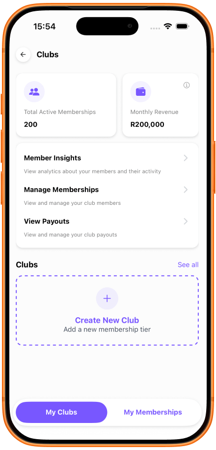 Sociable clubs shown on a phone